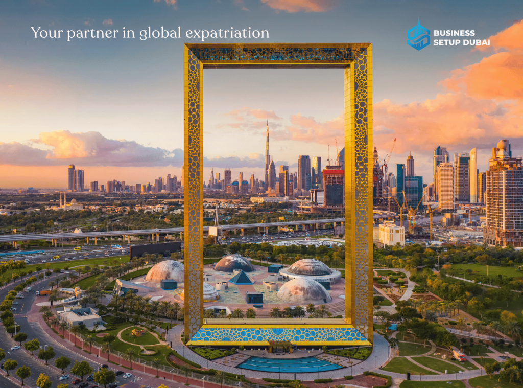 Dubai Frame overlooking the Dubai skyline, representing the UAE Golden Visa opportunity.